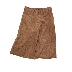 BCBGMAXAZRIA Womens Brown Tweed Wool Blend Wide Leg Cropped Pants Size 4